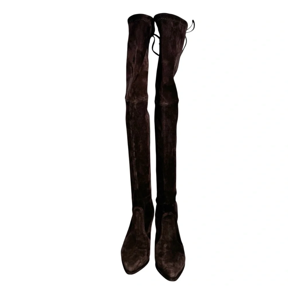Stuart Weitzman Thighland Over the Knee Stretch Suede Cola Brown size 5